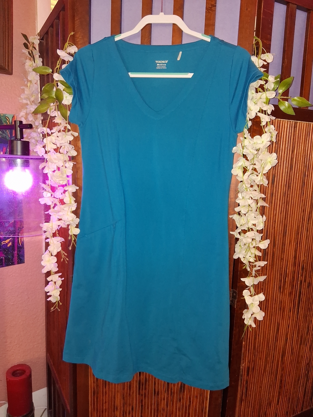 Toad&Co Teal V-Neck Short Sleeve Women's Mini Sport Dress